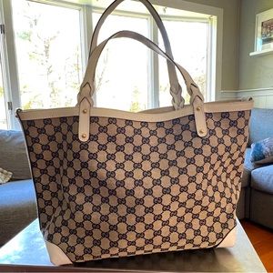 Gucci GG Tote - white & navy